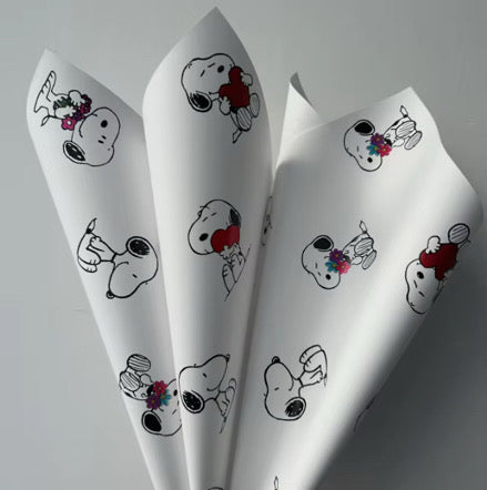 Snoopy Themed Floral Paper